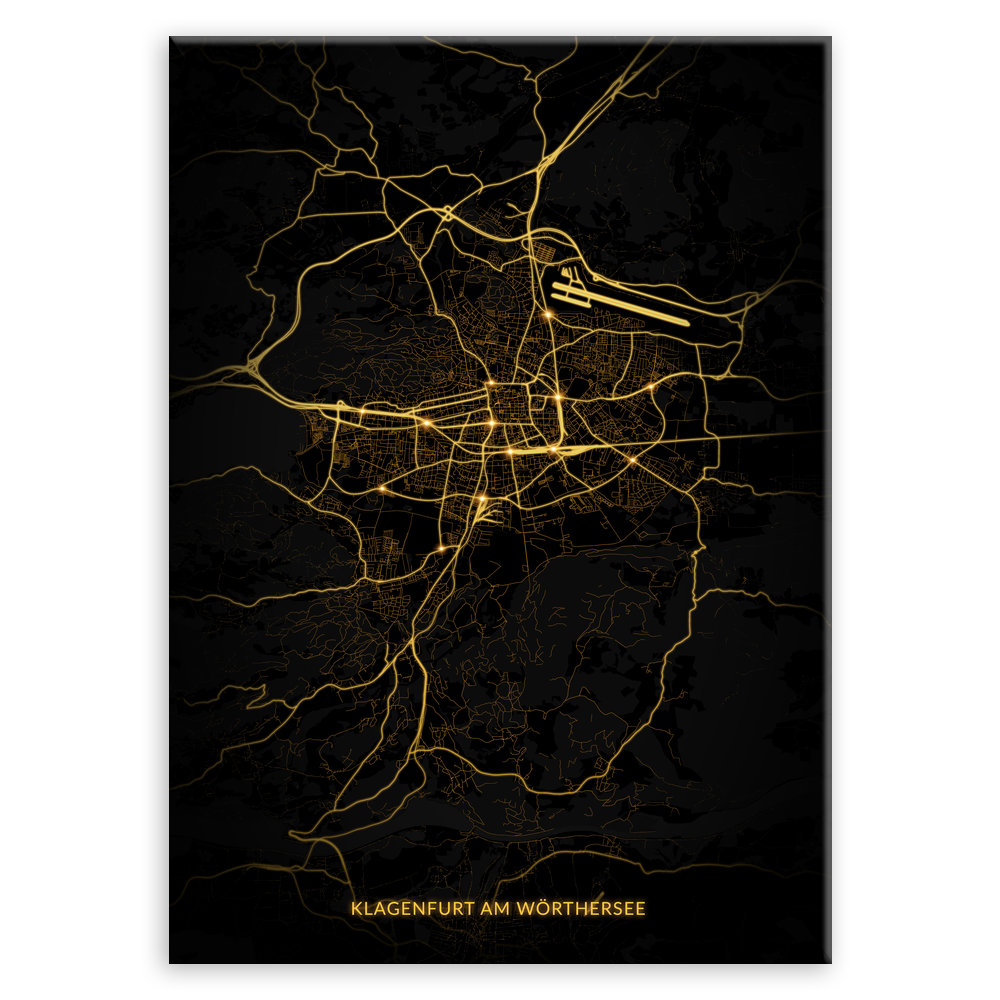Plakat metalowy Mapa Night Lights Klagenfurt am Wörthersee M