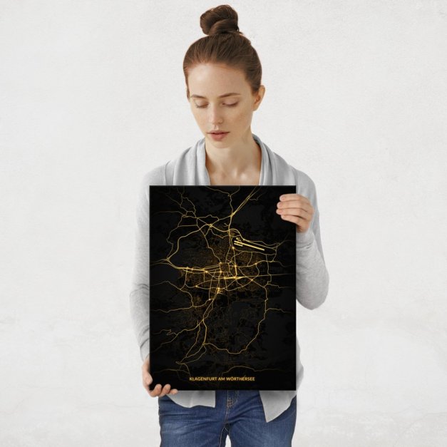 Plakat metalowy Mapa Night Lights Klagenfurt am Wörthersee M
