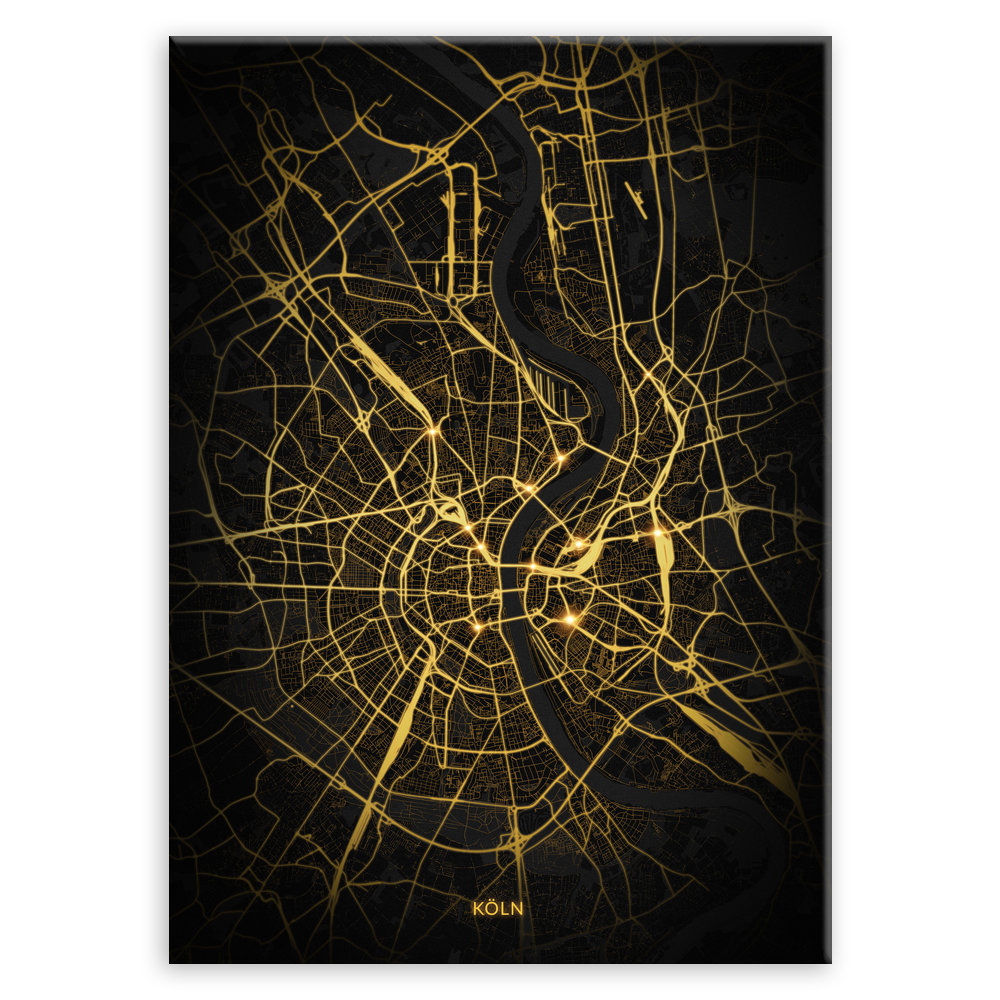 Plakat metalowy Mapa Night Lights Köln L
