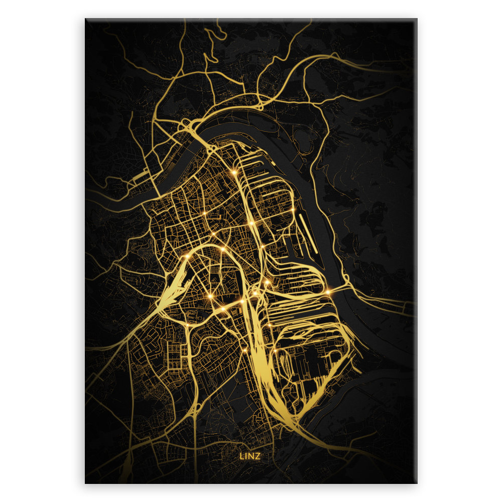Plakat metalowy Mapa Night Lights Linz M