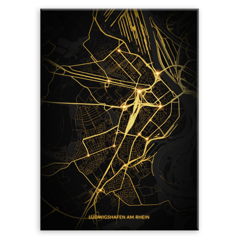 Plakat metalowy Mapa Night Lights Ludwigshafen am Rhein M