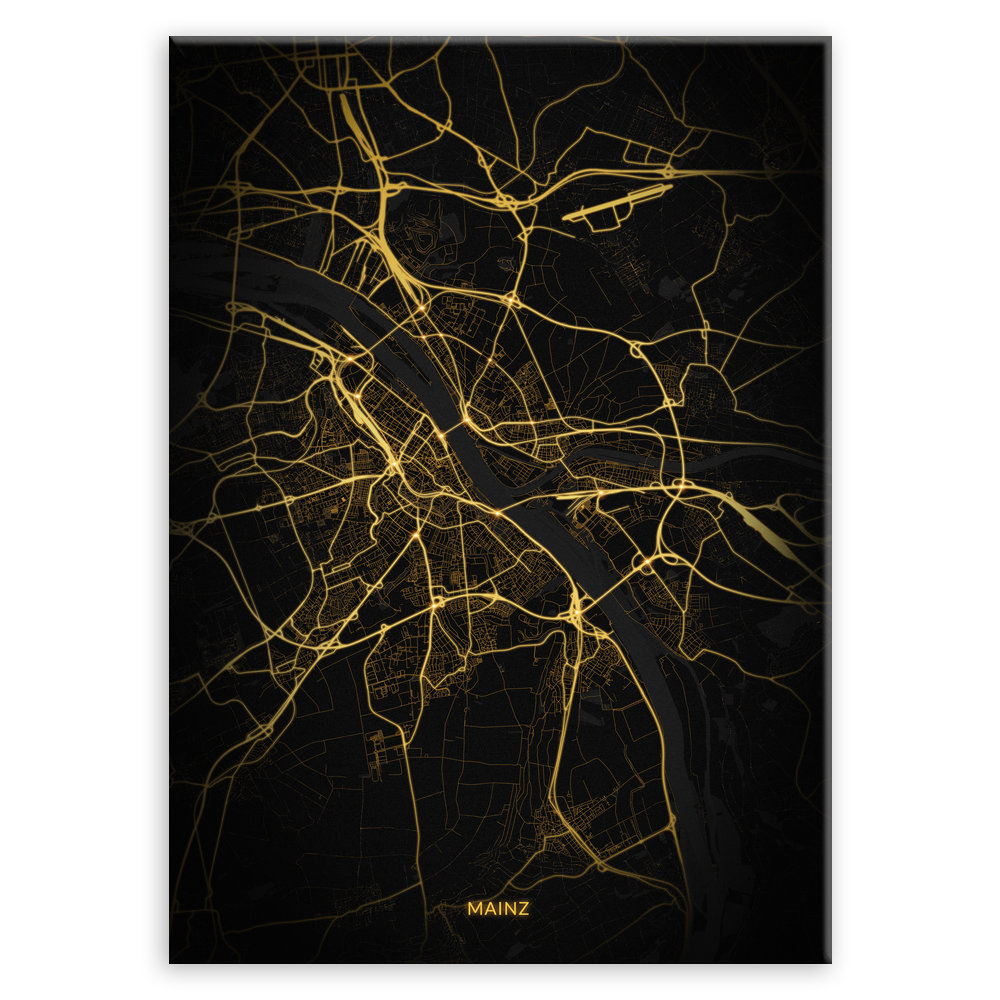 Plakat metalowy Mapa Night Lights Mainz L