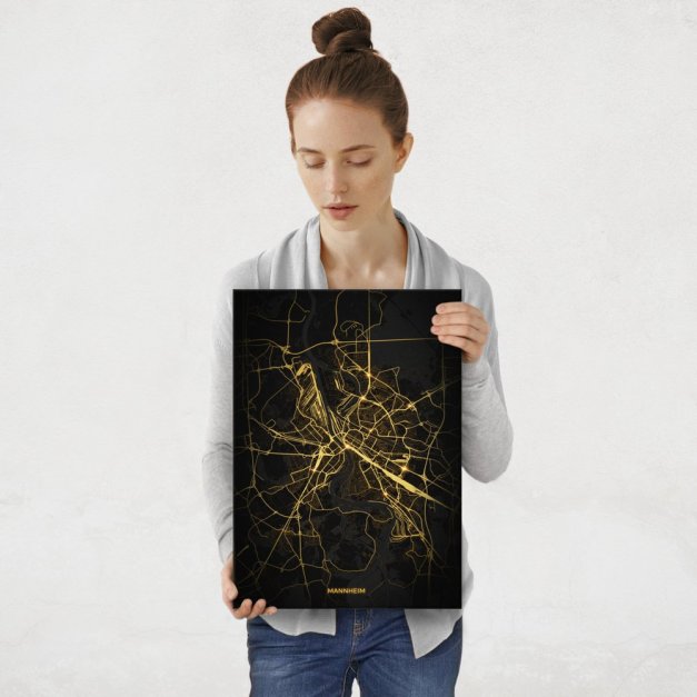 Plakat metalowy Mapa Night Lights Mannheim M