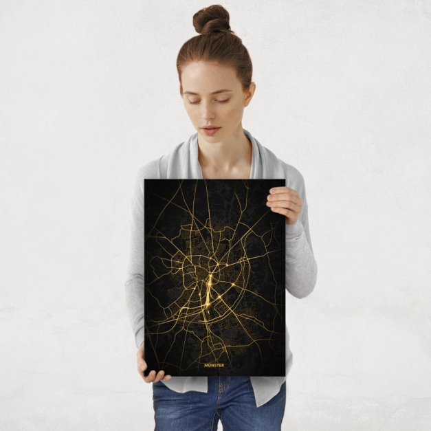 Plakat metalowy Mapa Night Lights Münster M