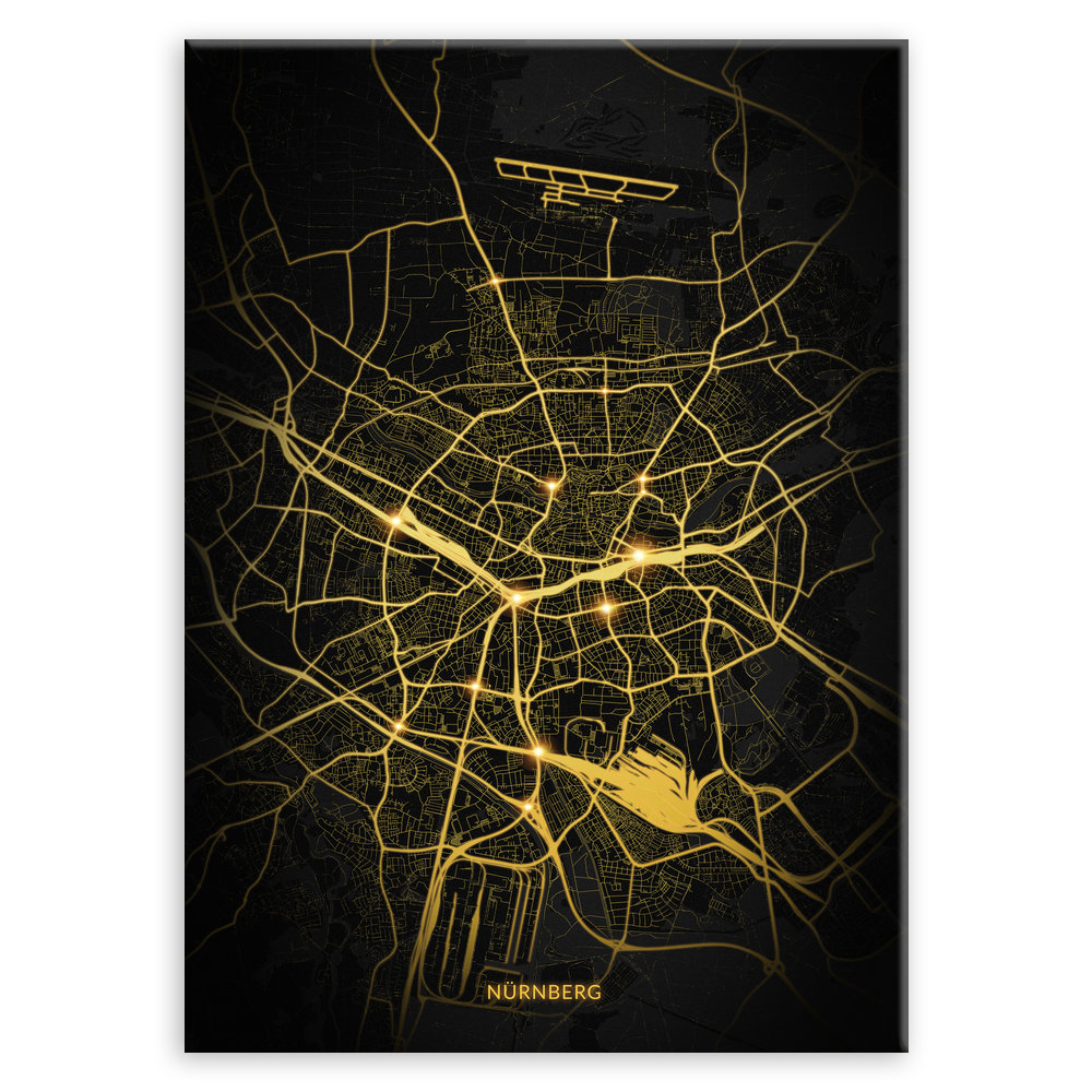 Plakat metalowy  Mapa Night Lights Nürnberg M