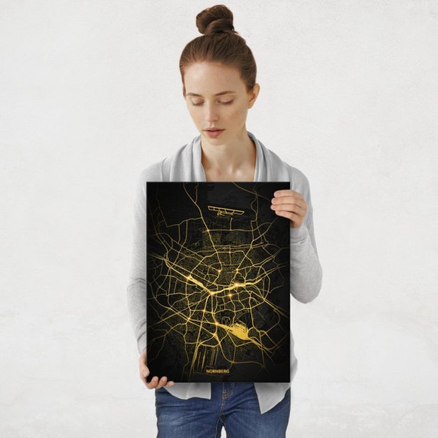 Plakat metalowy  Mapa Night Lights Nürnberg M