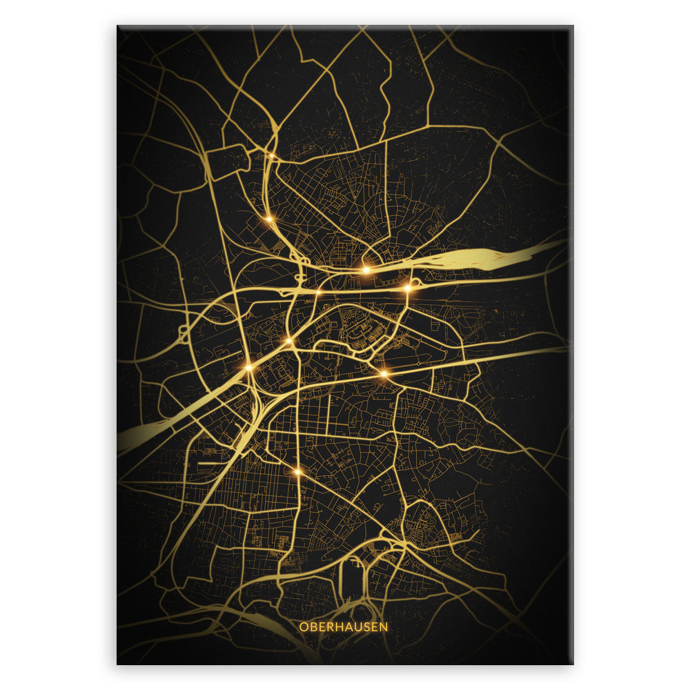 Plakat metalowy Mapa Night Lights Oberhausen M