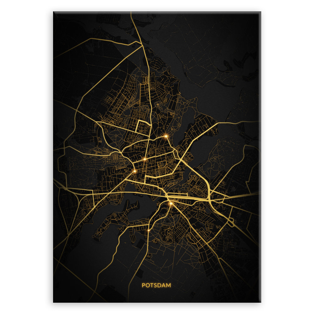 Plakat metalowy Mapa Night Lights Potsdam L