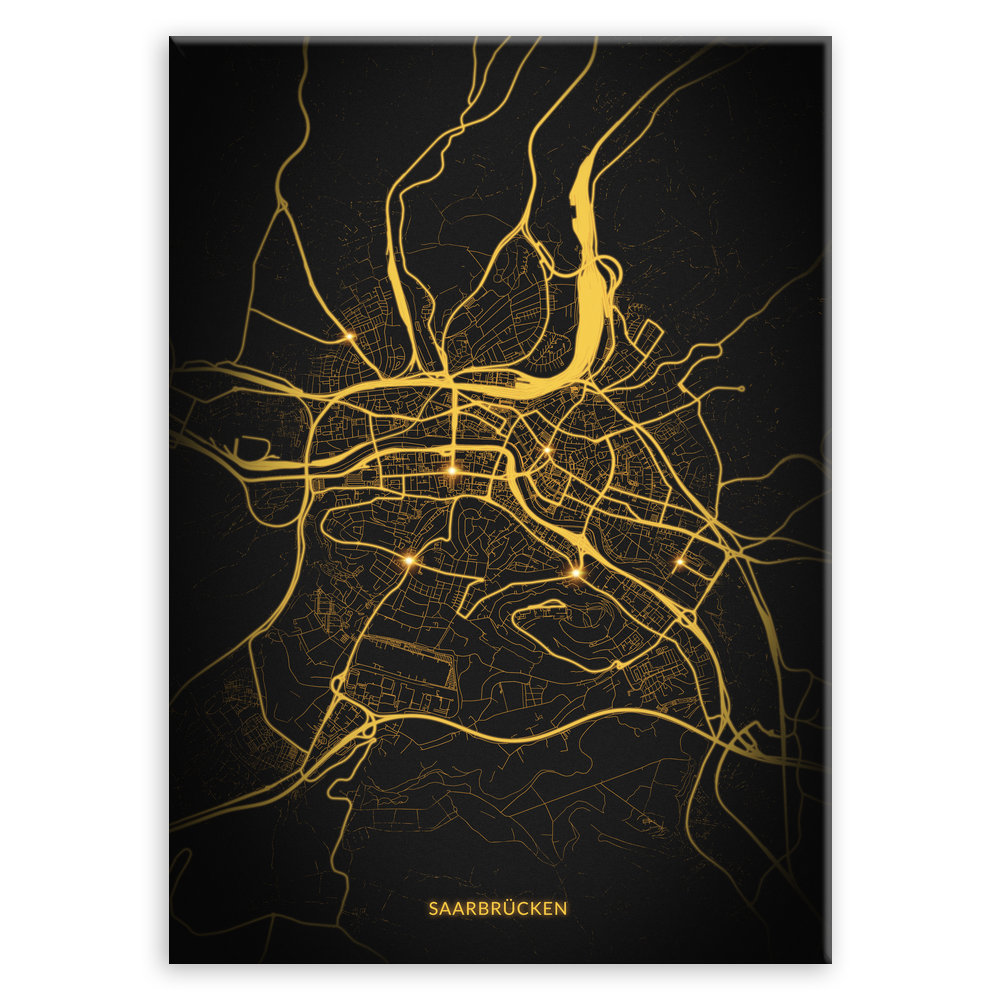 Plakat metalowy Mapa Night Lights Saarbrücken L