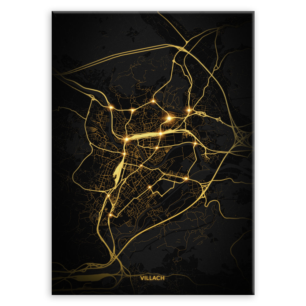 Plakat metalowy Mapa Night Lights Villach M