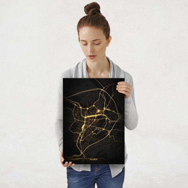 Plakat metalowy Mapa Night Lights Villach M
