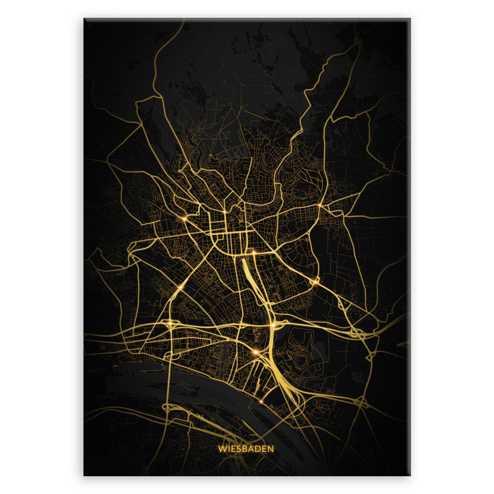 Plakat metalowy Mapa Night Lights Wiesbaden L
