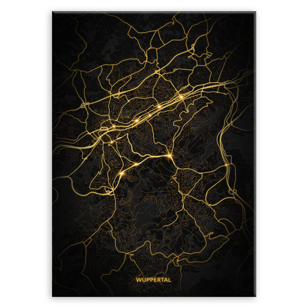 Plakat metalowy Mapa Night Lights Wuppertal M