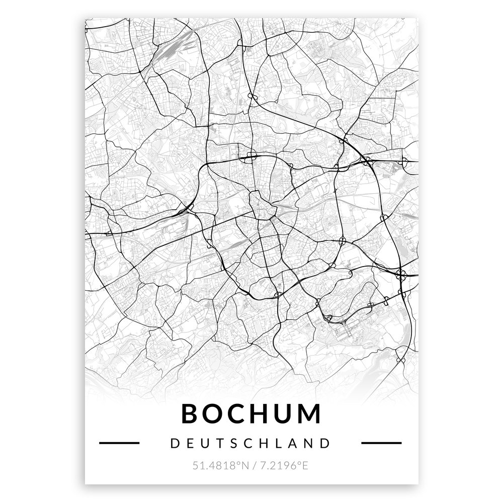 Plakat metalowy Mapa B&W Bochum L