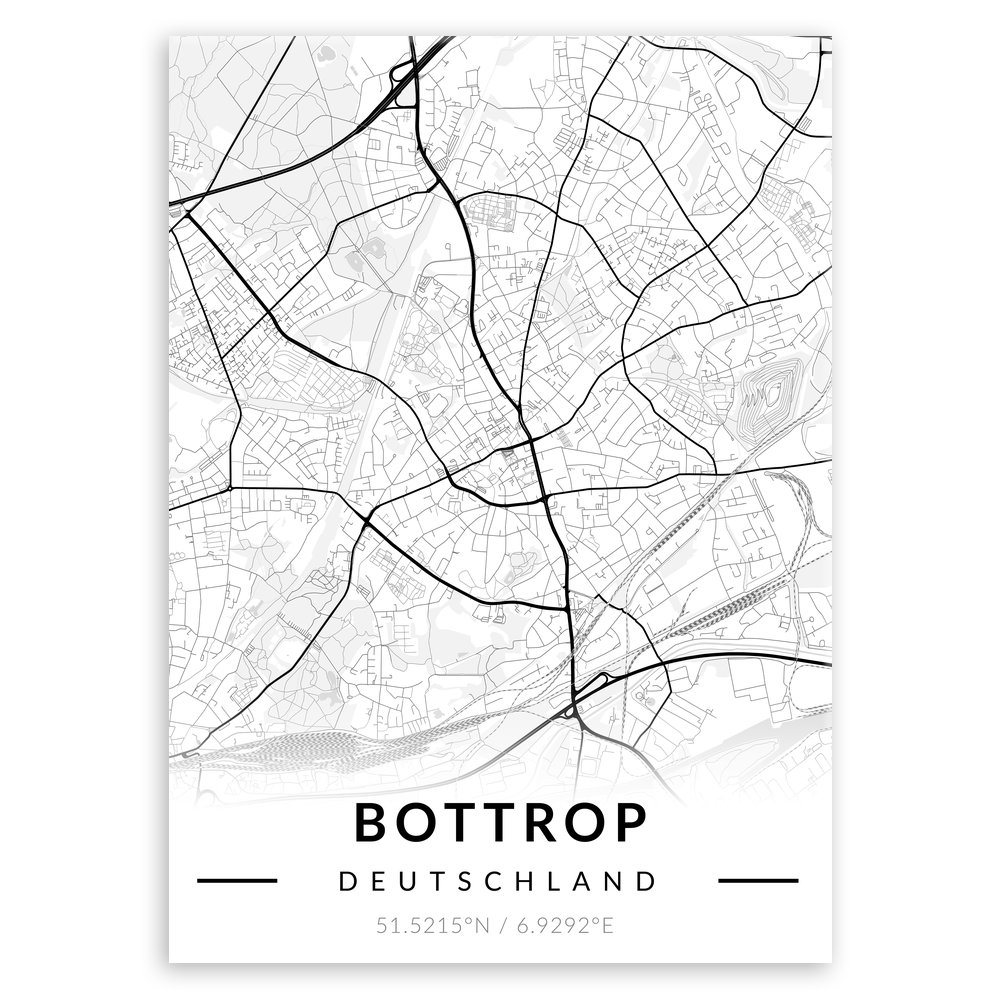 Plakat metalowy Mapa B&W Bottrop M