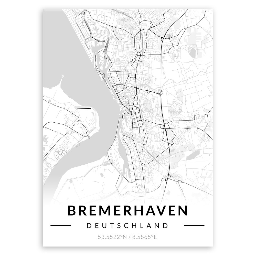 Plakat metalowy Mapa B&W Bremerhaven M