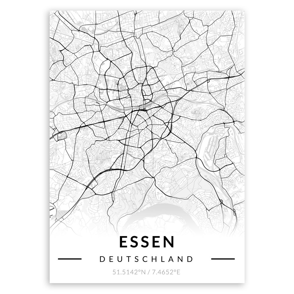 Plakat metalowy Mapa B&W Essen M