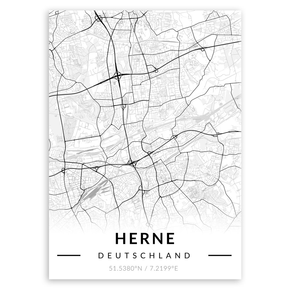 Plakat metalowy Mapa B&W Herne M