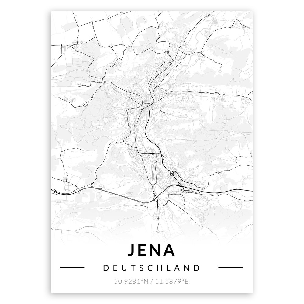 Plakat metalowy Mapa B&W Jena L