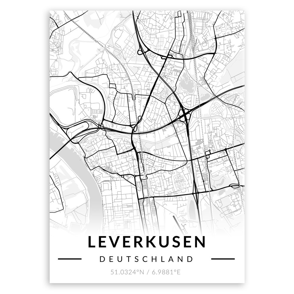 Plakat metalowy  Mapa B&W Leverkusen M