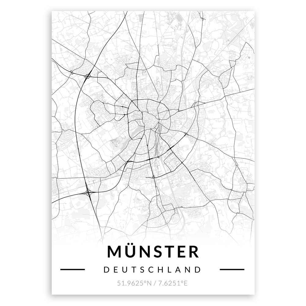 Plakat metalowy Mapa B&W Münster L