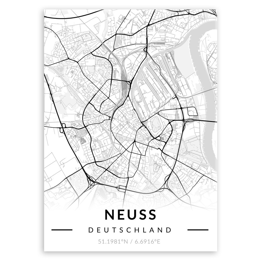 Plakat metalowy Mapa B&W Neuss L
