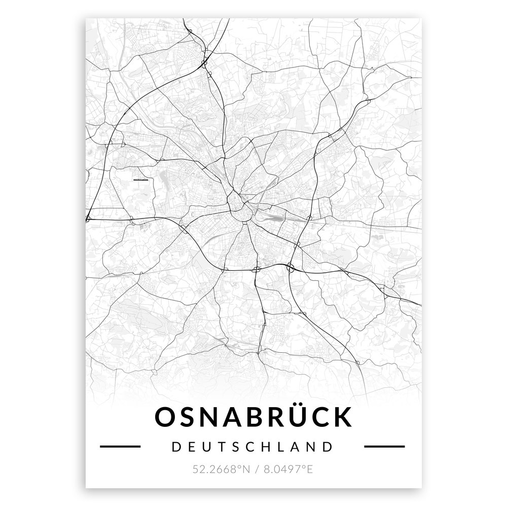 Plakat metalowy Mapa B&W Osnabrück L