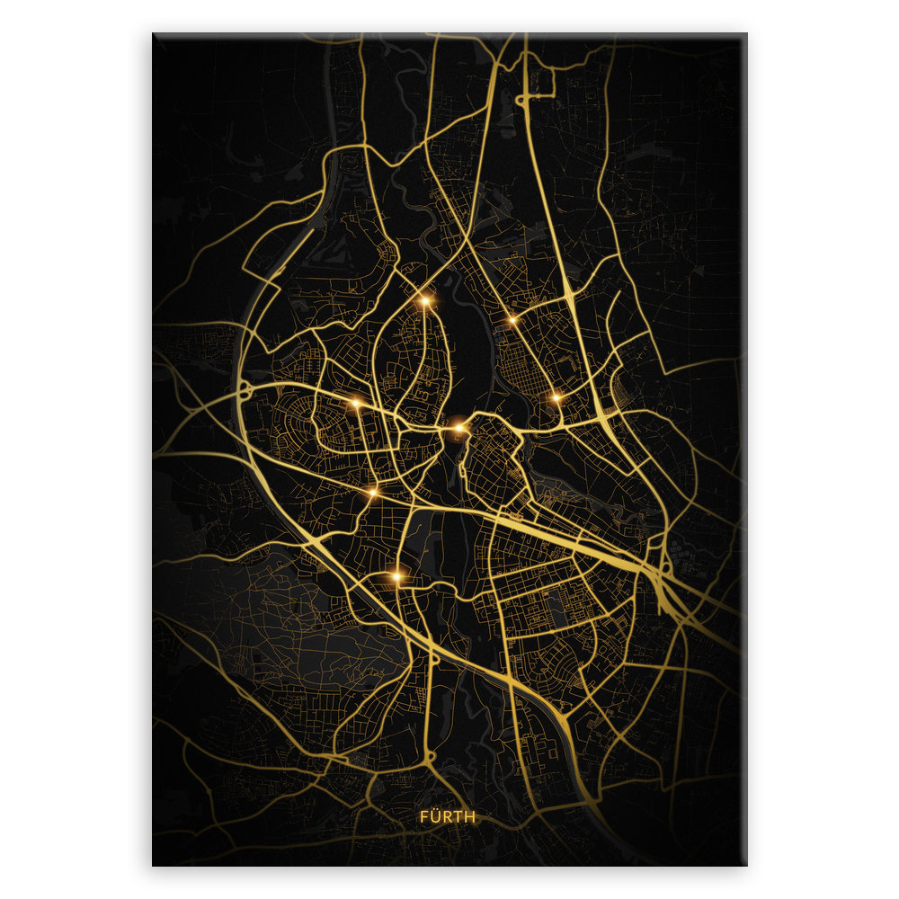Plakat metalowy Mapa City Lights Fürth L