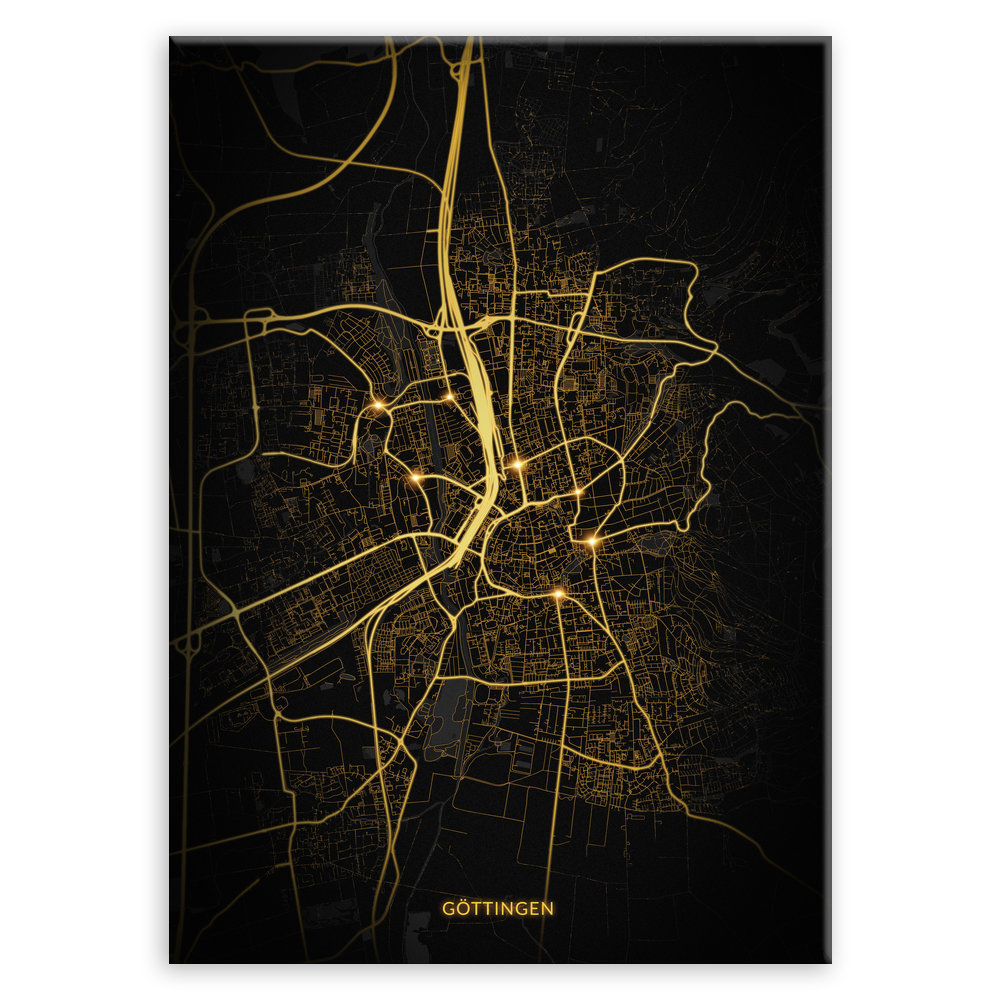 Plakat metalowy Mapa City Lights Göttingen M