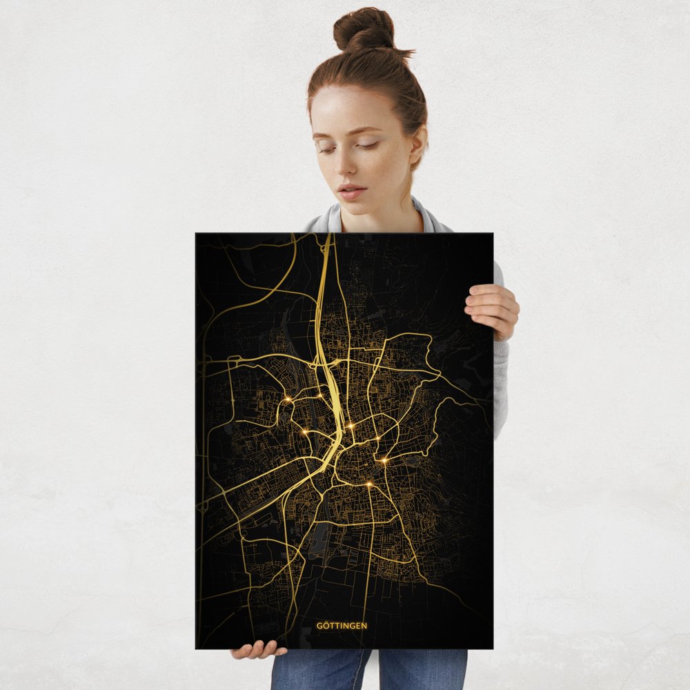 Plakat metalowy Mapa City Lights Göttingen L