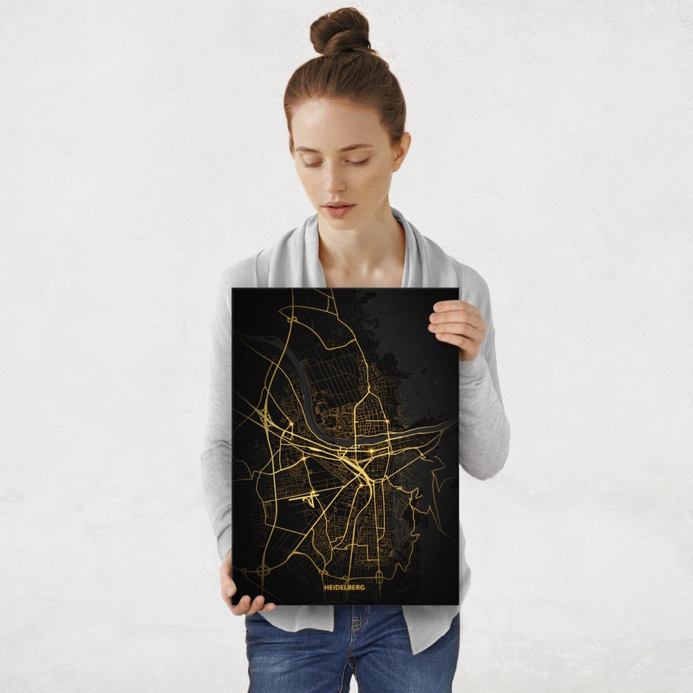 Plakat metalowy Mapa City Lights Heidelberg M