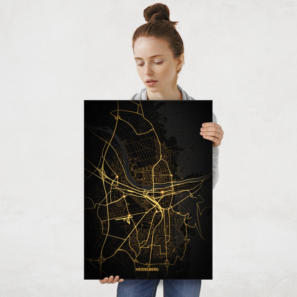 Plakat metalowy Mapa City Lights Heidelberg L