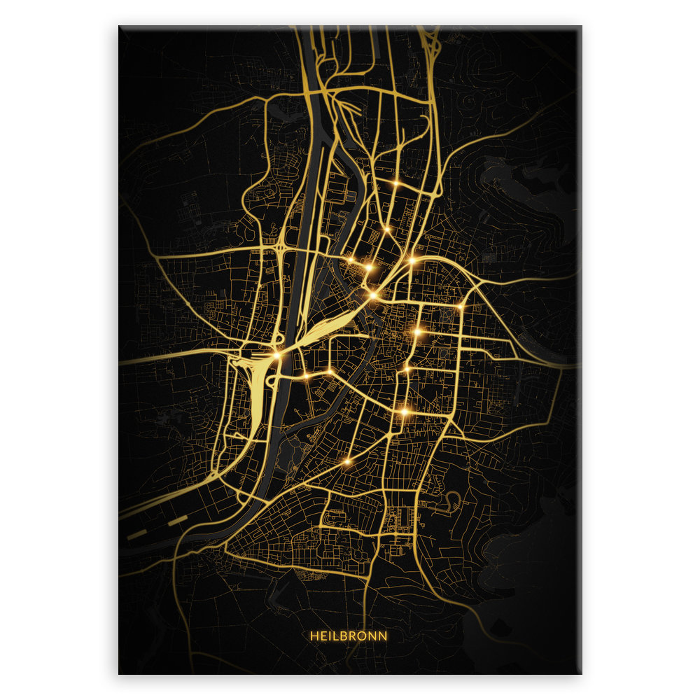 Plakat metalowy Mapa City Lights Heilbronn M
