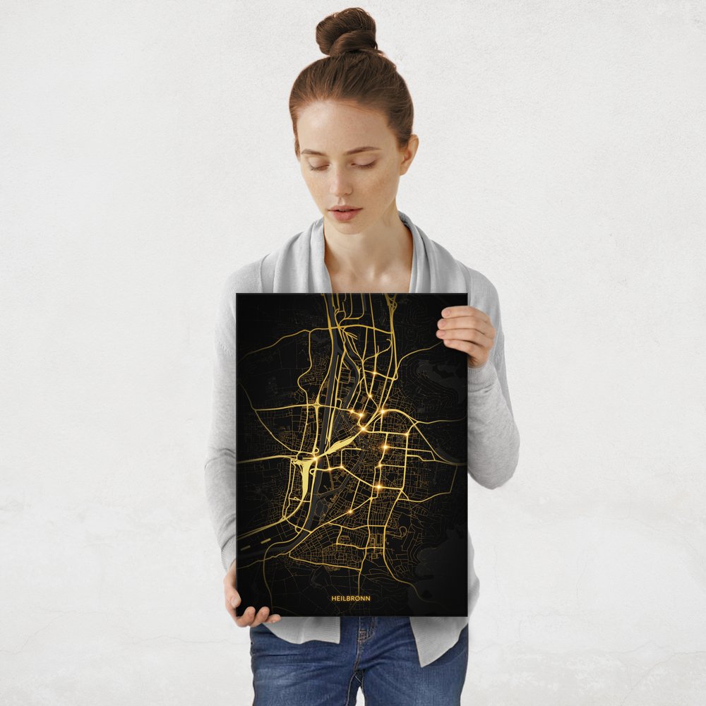Plakat metalowy Mapa City Lights Heilbronn M