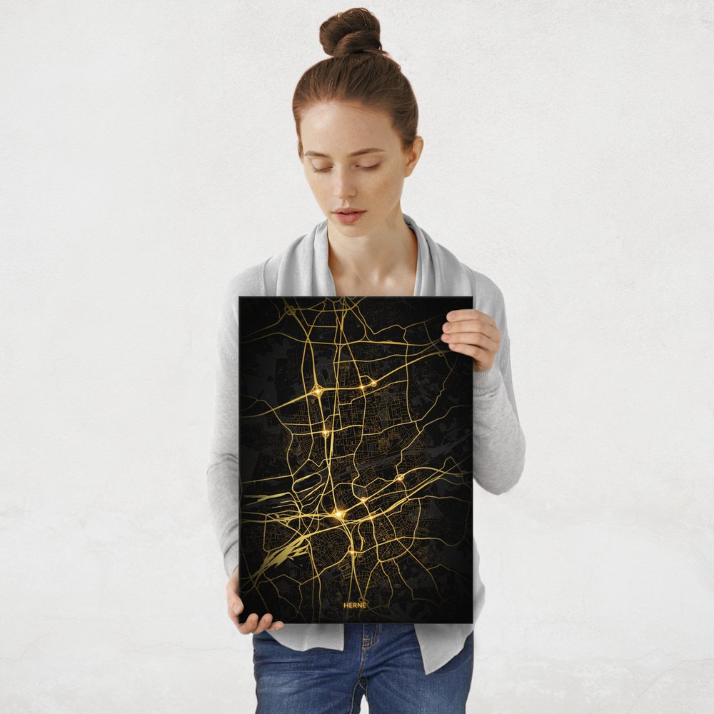 Plakat metalowy Mapa City Lights Herne M