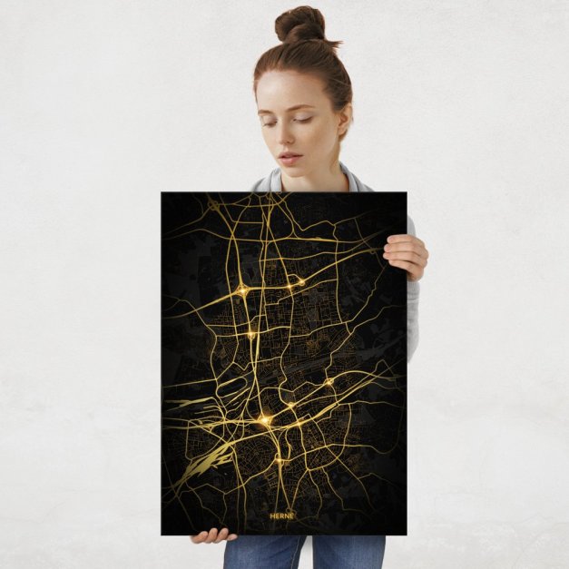 Plakat metalowy Mapa City Lights Herne L