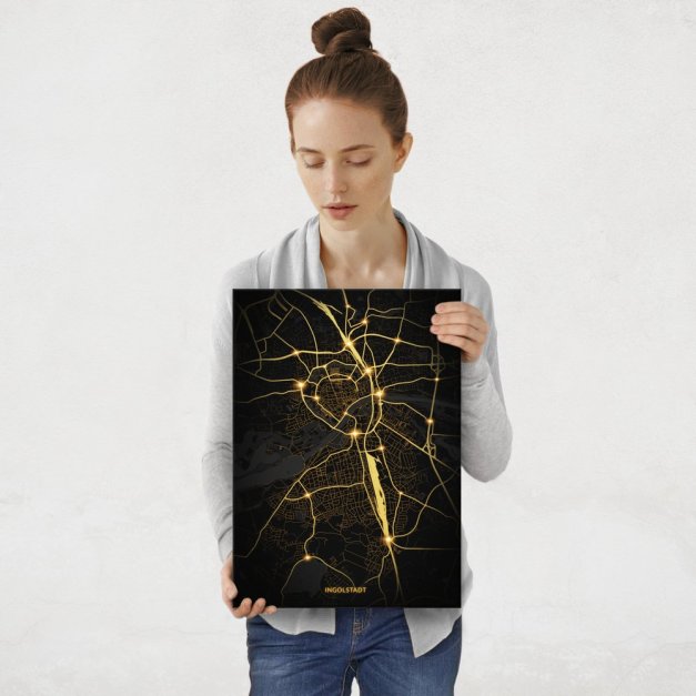 Plakat metalowy Mapa City Lights Ingolstadt M