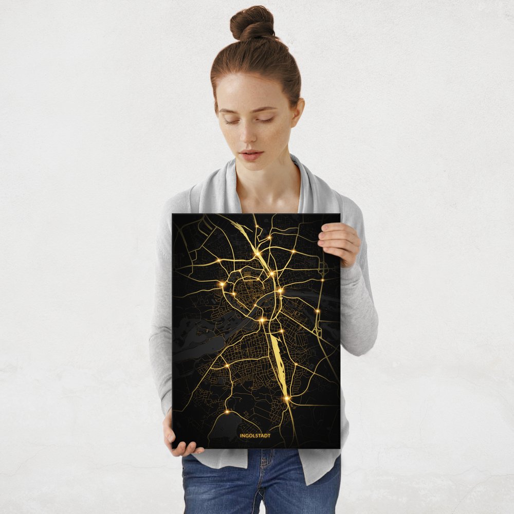 Plakat metalowy Mapa City Lights Ingolstadt M