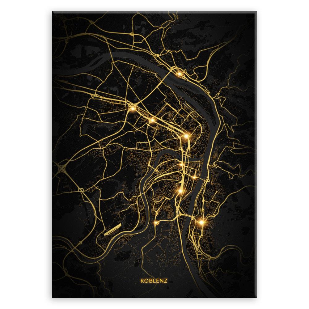 Plakat metalowy Mapa City Lights Koblenz M