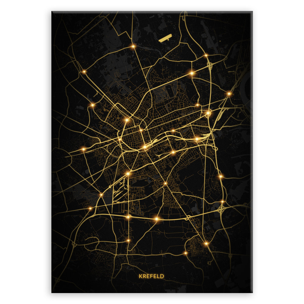 Plakat metalowy Mapa City Lights Krefeld L