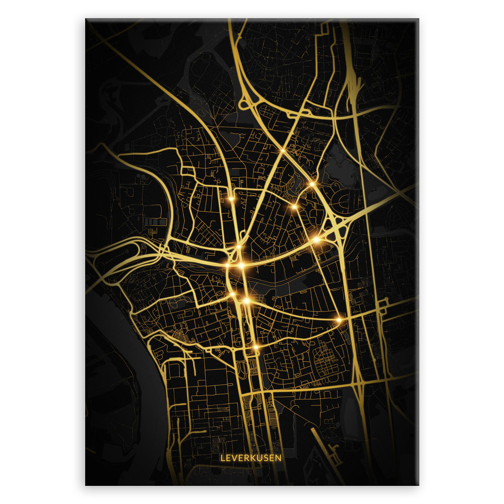 Plakat metalowy Mapa City Lights Leverkusen M