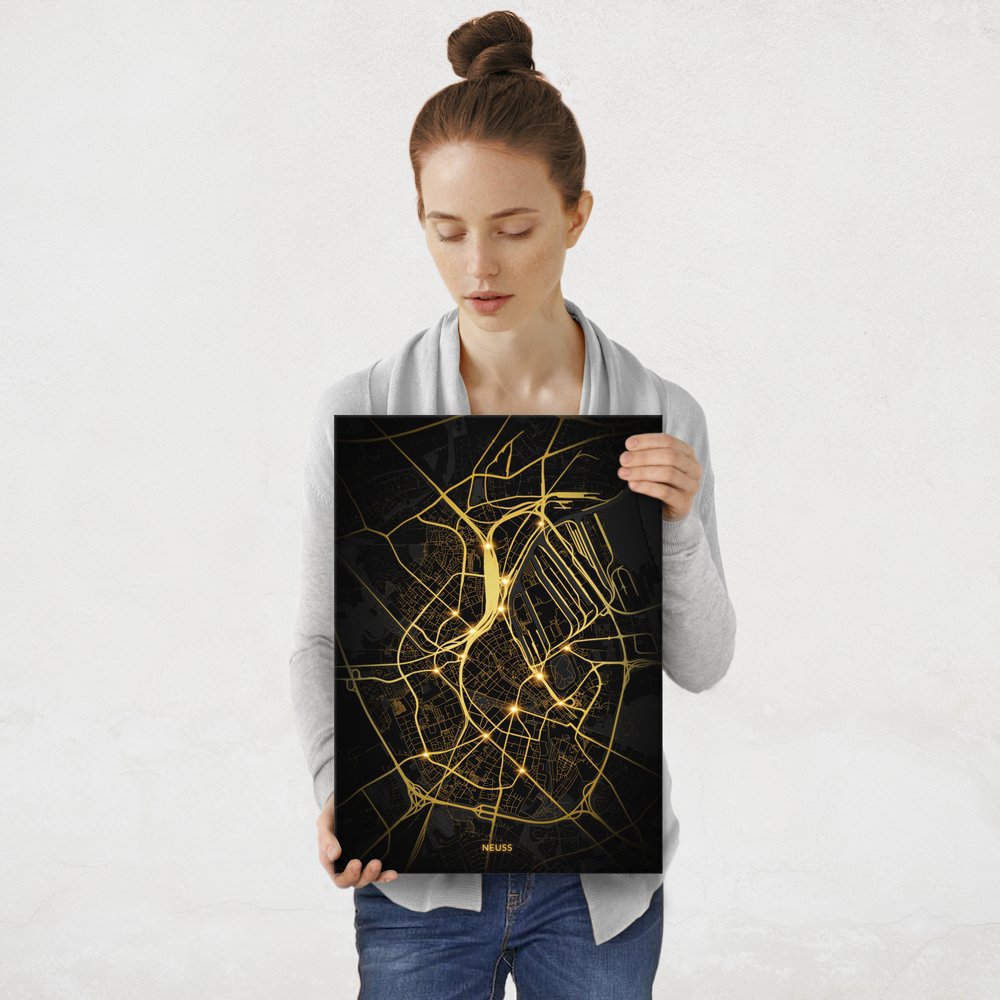 Plakat metalowy Mapa City Lights Neuss M