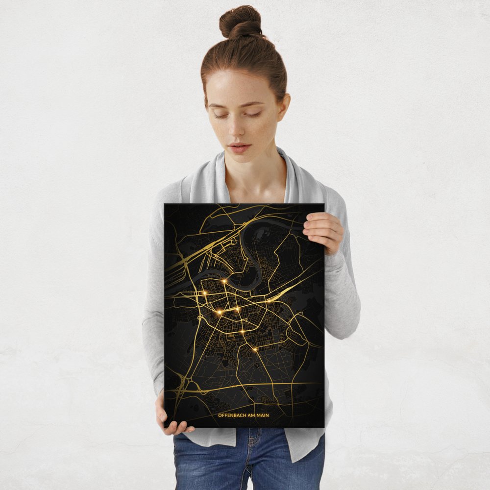 Plakat metalowy Mapa City Lights Offenbach am Main M