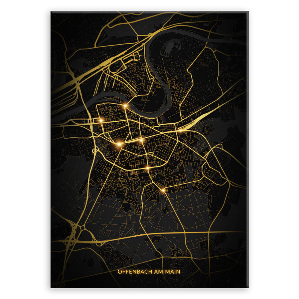 Plakat metalowy Mapa City Lights Offenbach am Main L