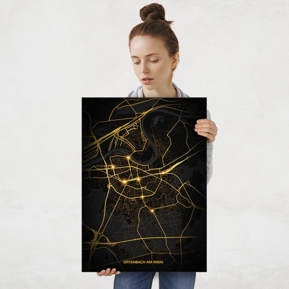 Plakat metalowy Mapa City Lights Offenbach am Main L