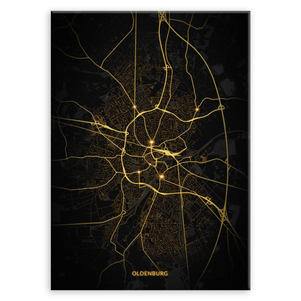 Plakat metalowy  Mapa City Lights Oldenburg M