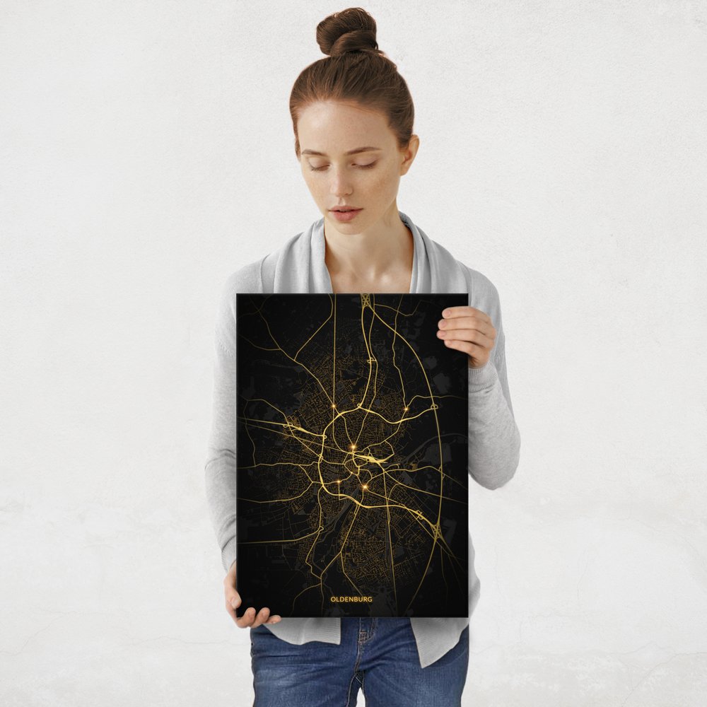 Plakat metalowy  Mapa City Lights Oldenburg M