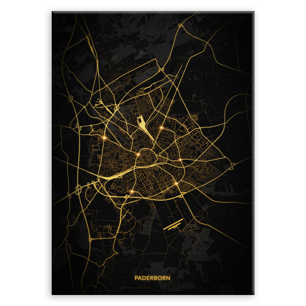 Plakat metalowy Mapa City Lights Paderborn M
