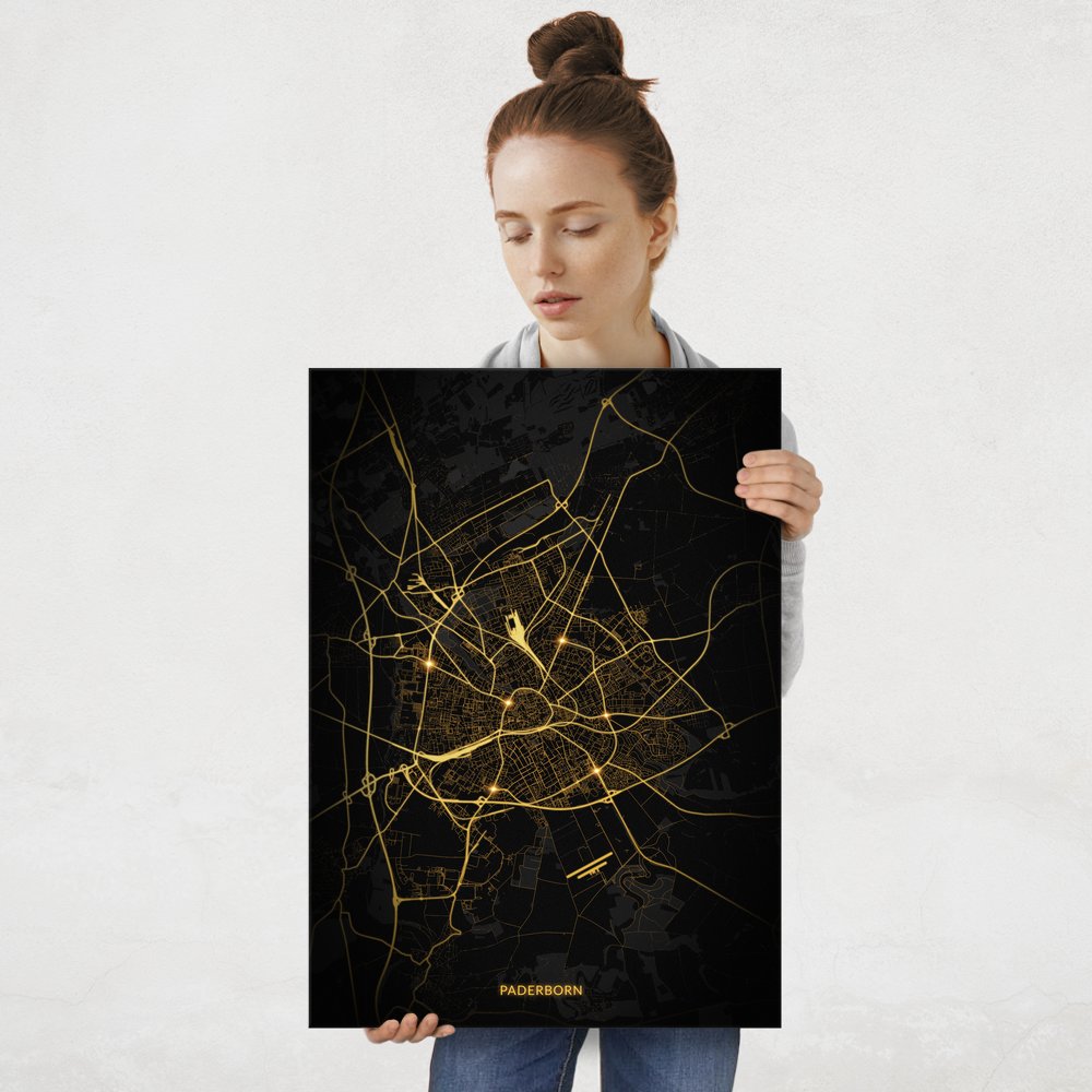 Plakat metalowy Mapa City Lights Paderborn L