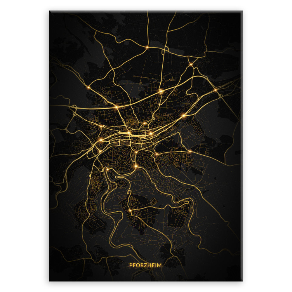 Plakat metalowy Mapa City Lights Pforzheim M